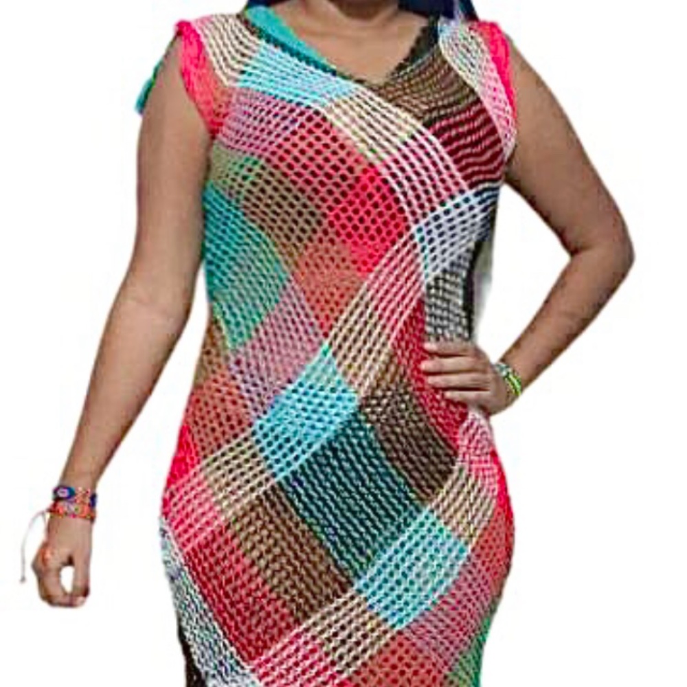 Women's Swimsuit Beach Cover Up Dress Bikini Beachwear Bathing Suit Handmade - Picture 5 of 5
